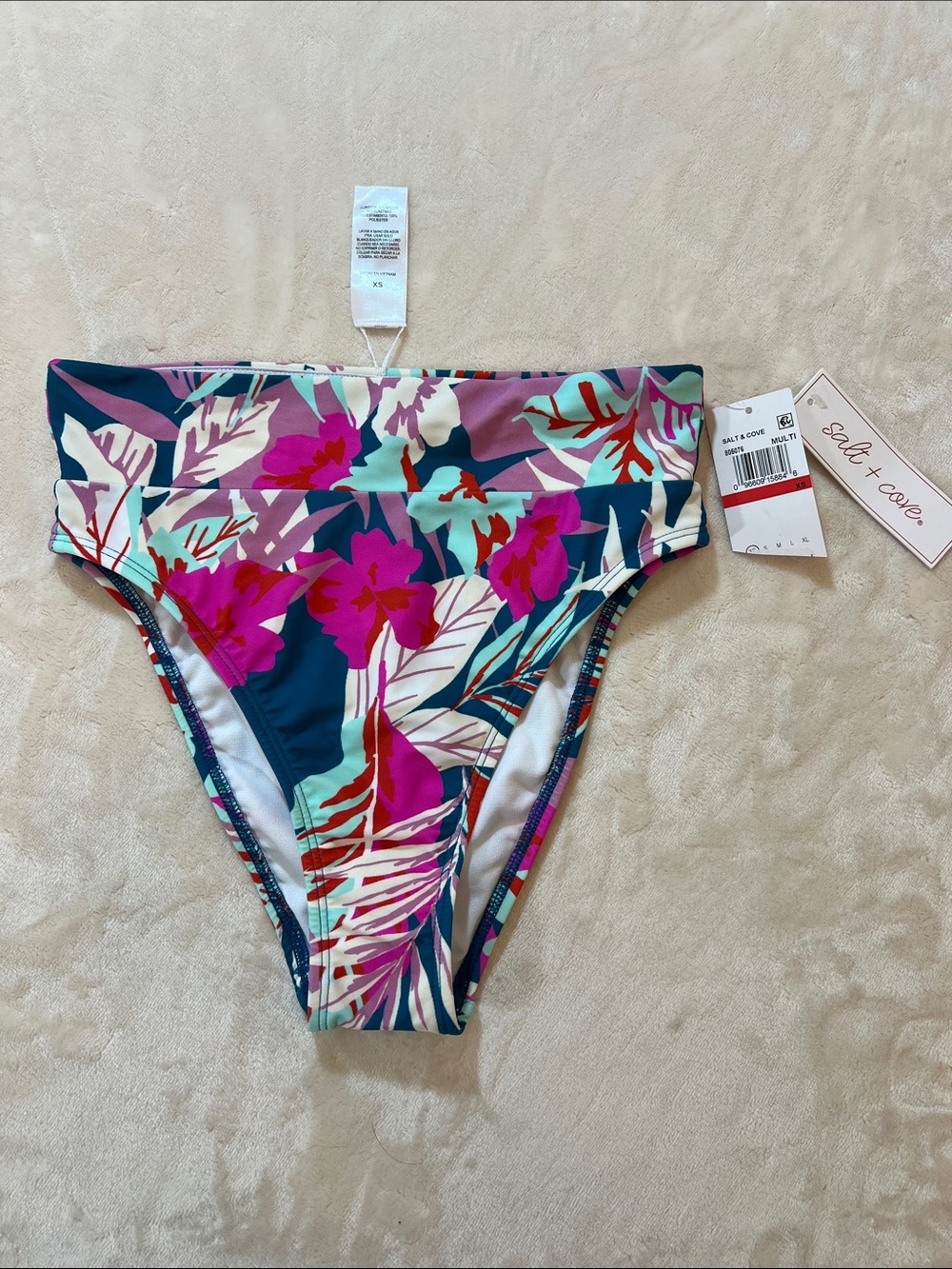 Salt + Cove “Bop to the Trop” High-Rise Tropical Bikini Bottom. Size XS. NWT